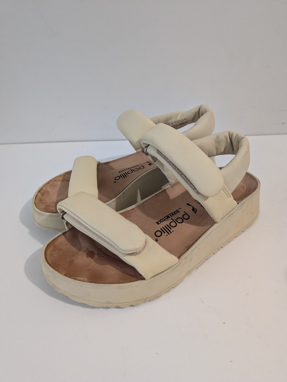 Birkenstock Papillio Theda Beige Leather Sandals Women's Size 38 US 7